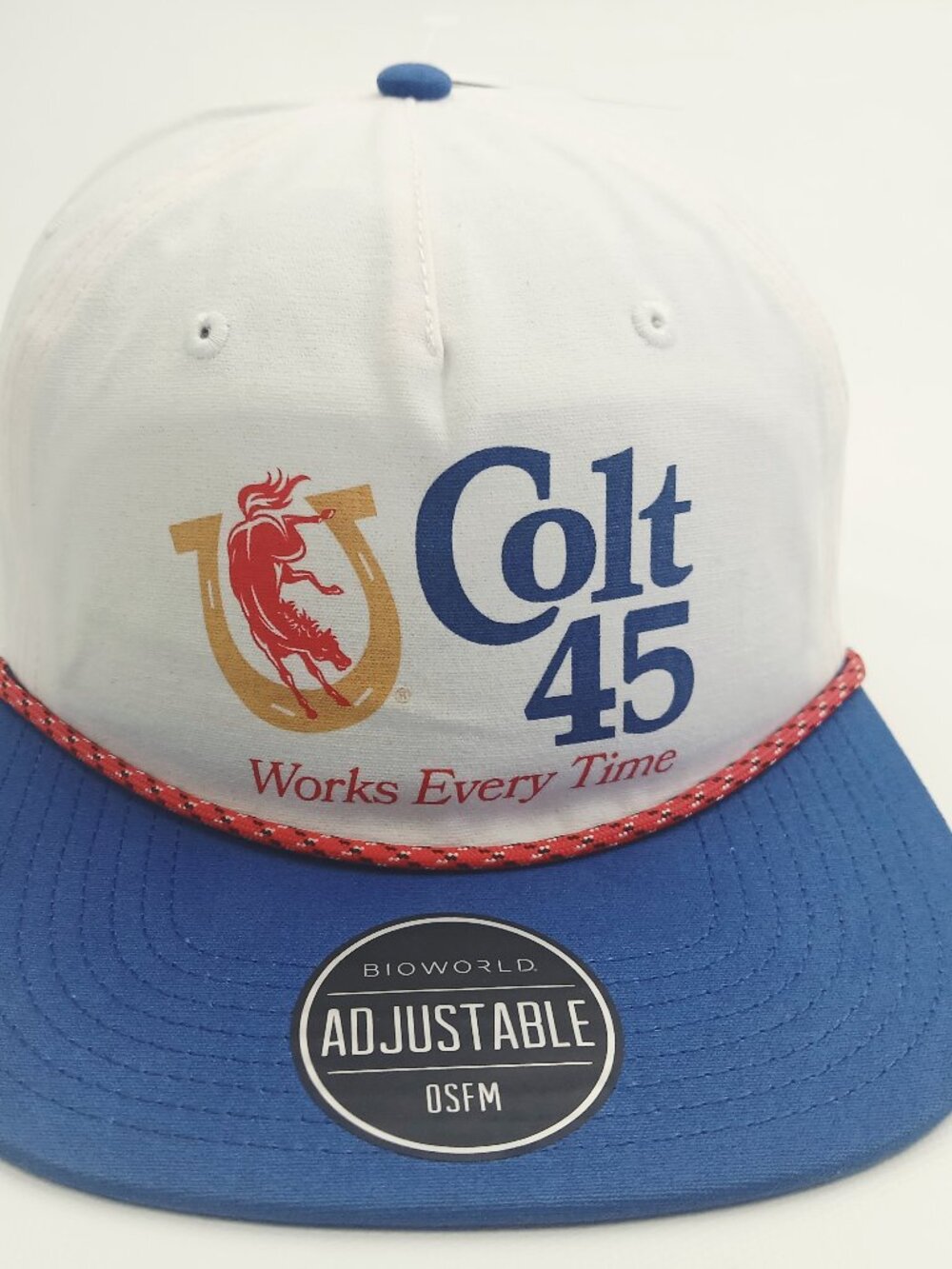 Red,White,Blue Colt 45 Works Every Time Print With Rope Snap Back Hat Cap